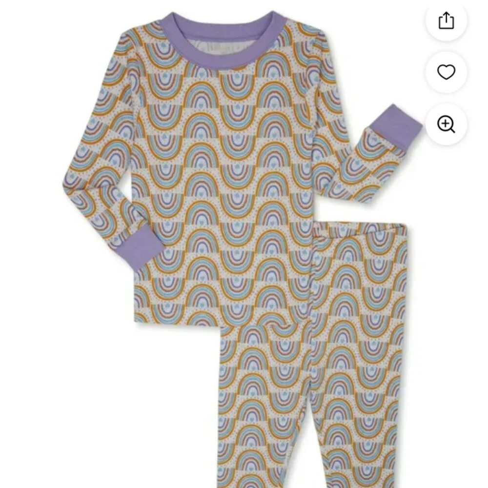 5T Carter's Penguins Fleece Footie + Wonder Nation Rainbows Pajama Set Bundle